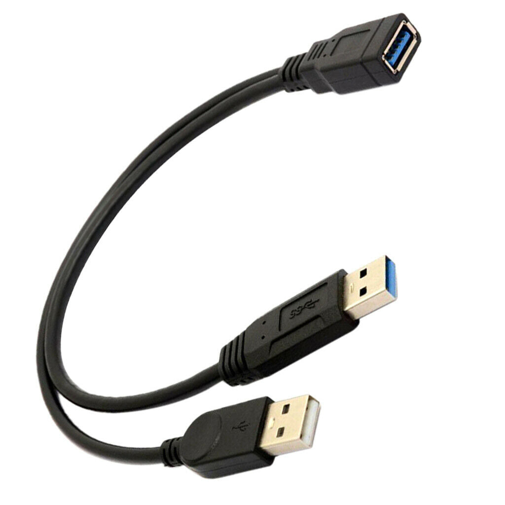 USB Female to Dual USB Male Extra Power Data Y Extension Splitter Cable