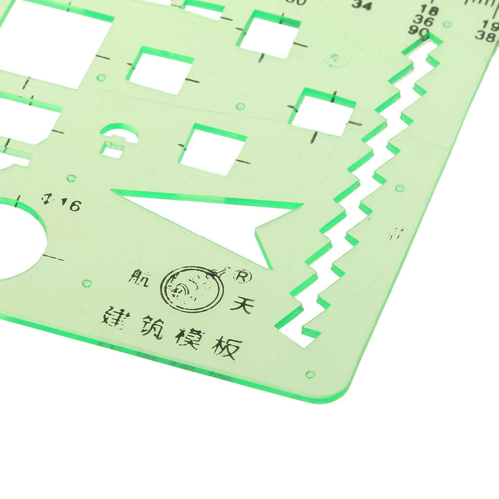 2x Multi-functional & Building Template Ruler Plastic Drafting Drawing Tool