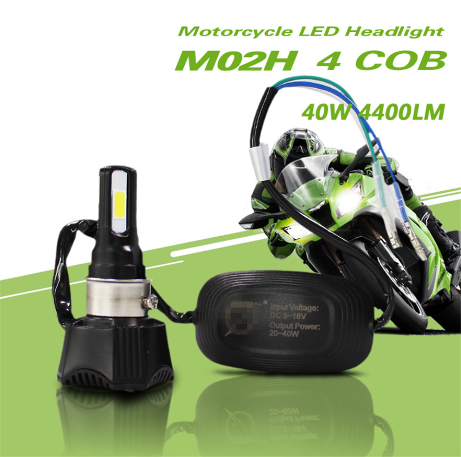 40W 4 COB 4400LM Motorcycle Headlight LED Bulb H4 HS1 H6 Hi/Lo Beam Fog DRL Lamp