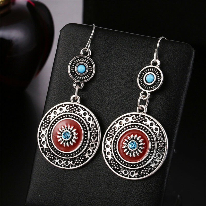 Bohemia Ear Stud Drop Dangle Earrings Long Ethnic Round Earrings Women Jewel Lt