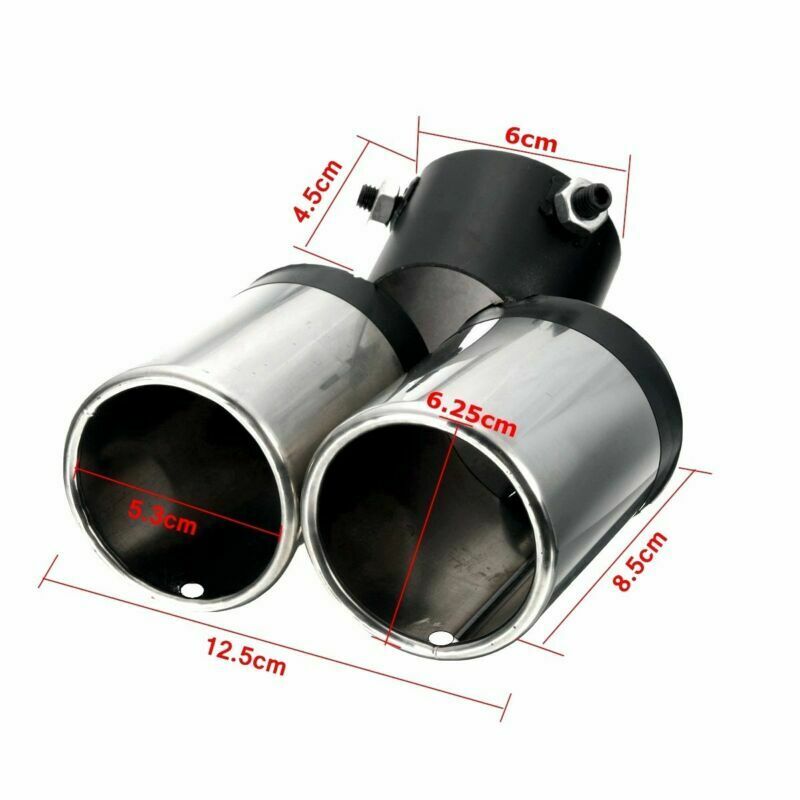 Stainless Steel Bend Car Exhaust Pipe Chrome Muffler Tip Tails Y-Pipe Dual Pipes