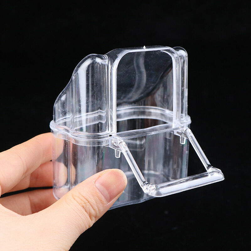 Parrot Bird Transparent Plastic Food Cup Bowl Clean Water Silo Waterer Box