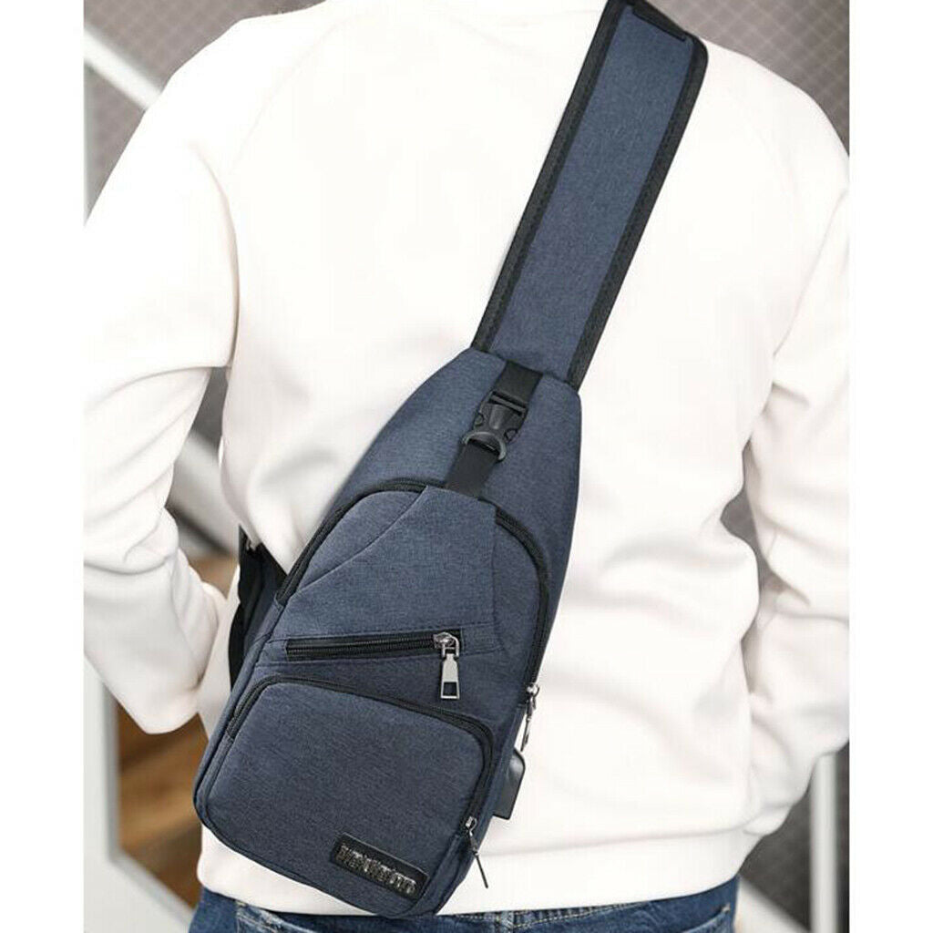 2-pack Male Sling Backpack Sling Bag with USB Charging Port Outdoor Travel