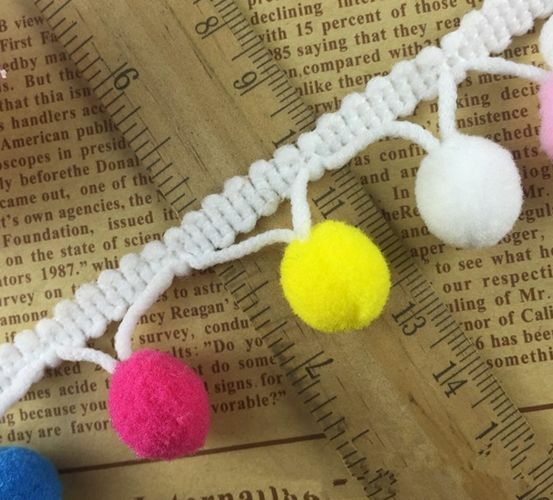 5Y Pom Pom Applique Fringe Trimming Ribbon Colorful Ball Decorated Lace Trim
