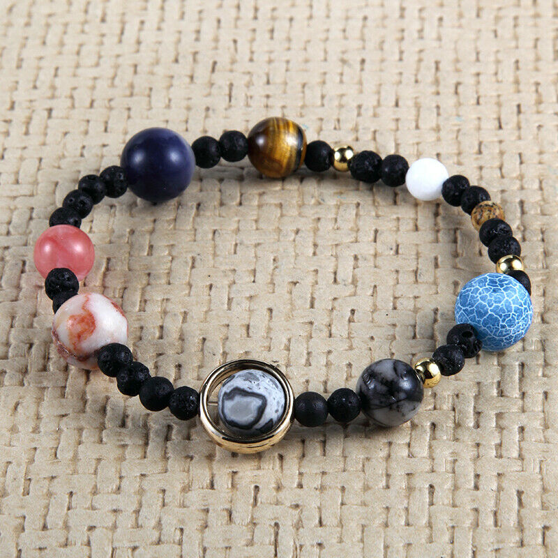 New Women's Eight Planets In Solar System Moon Earth Stone Beads Bracelet Gifts