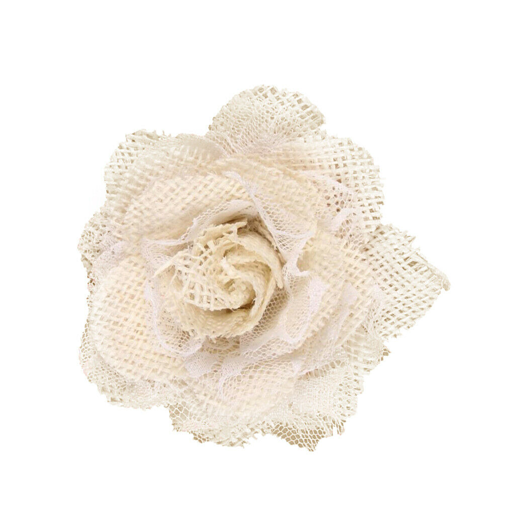 Lot of 5pcs Hessian Lace Rose Heads Party Home DIY Craft Decoration