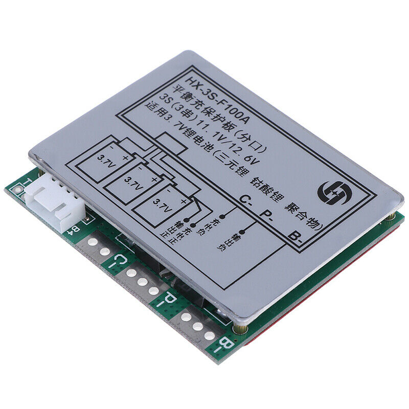 1X 3S 100A 11.1V 12V Lithium 18650 Battery Cell PCB Protection Board w/ Balan DD