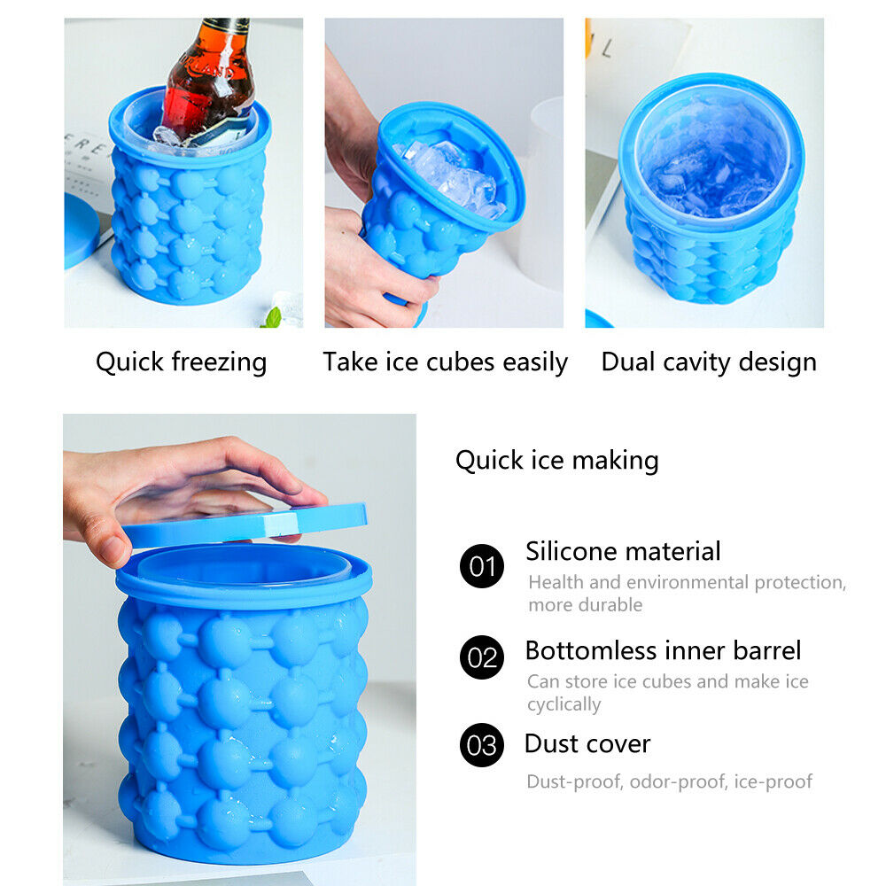 Summer Ice Cube Maker Genie Silicone Wine Ice Bucket Big Ice Cube Tray Mold Cup