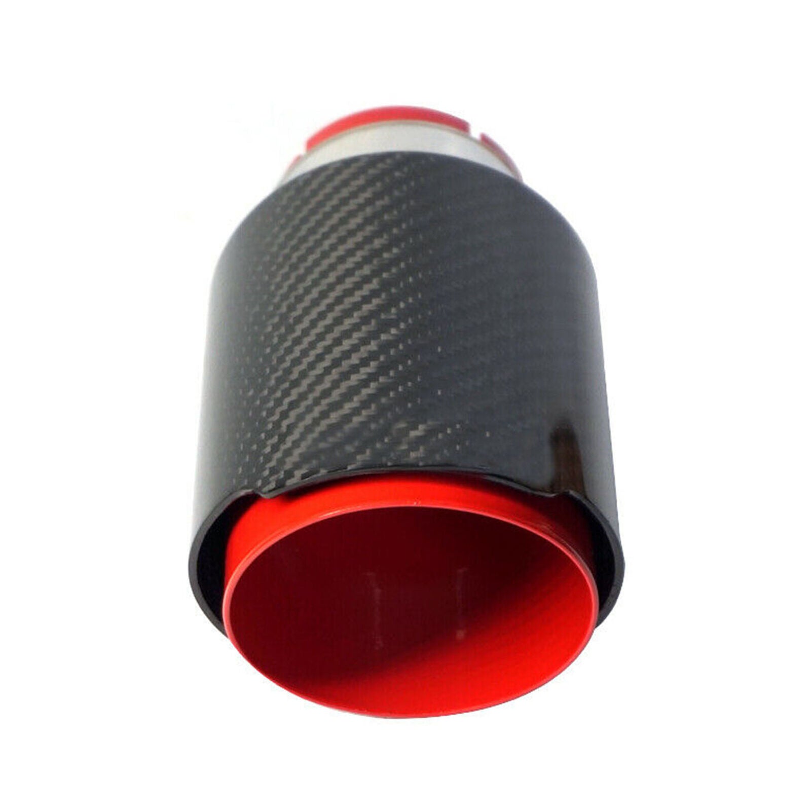 Car Exhaust Tip Muffler Pipe Red Steel Black Carbon Fiber 2.5" Inlet Universal