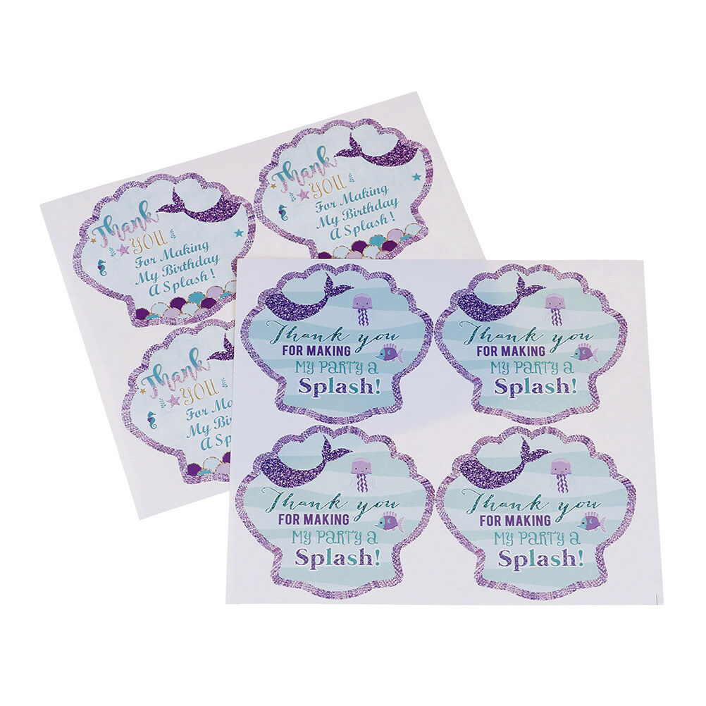 40pcs Mermaid Seal Stickers Thank You Sea Shell Labels DIY Baking Gift Lab.l8