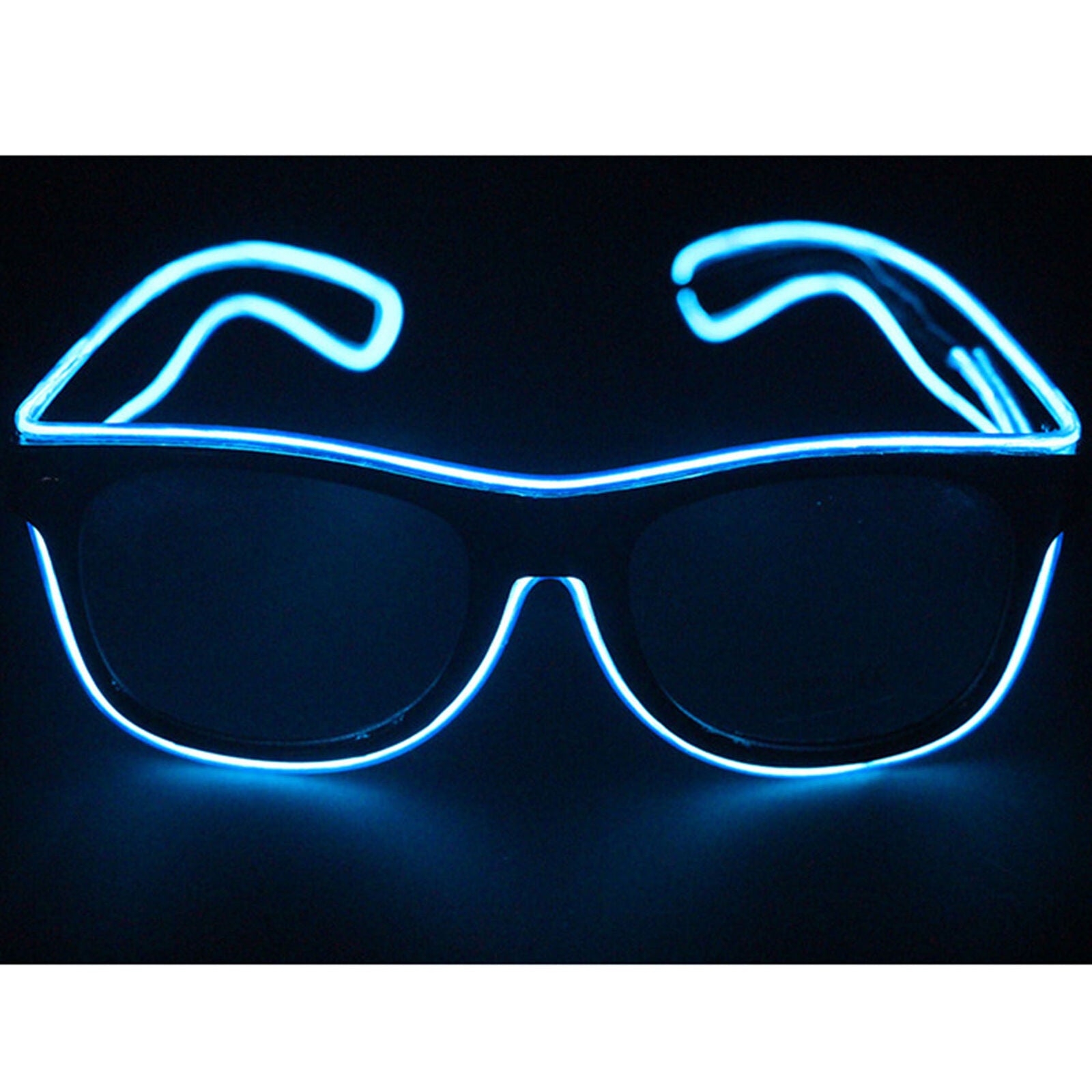 El-Wire Aqua Blue LED Sunglasses Rectangular Rave Burning man Party Neon Lightup