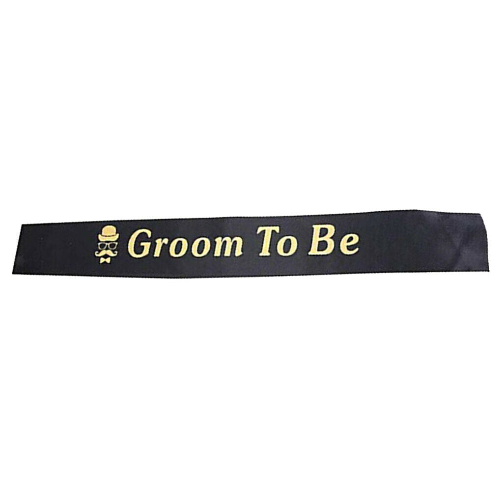 Groom to Be Sash Band Bachelor Engagement Celebration Party Favors Black