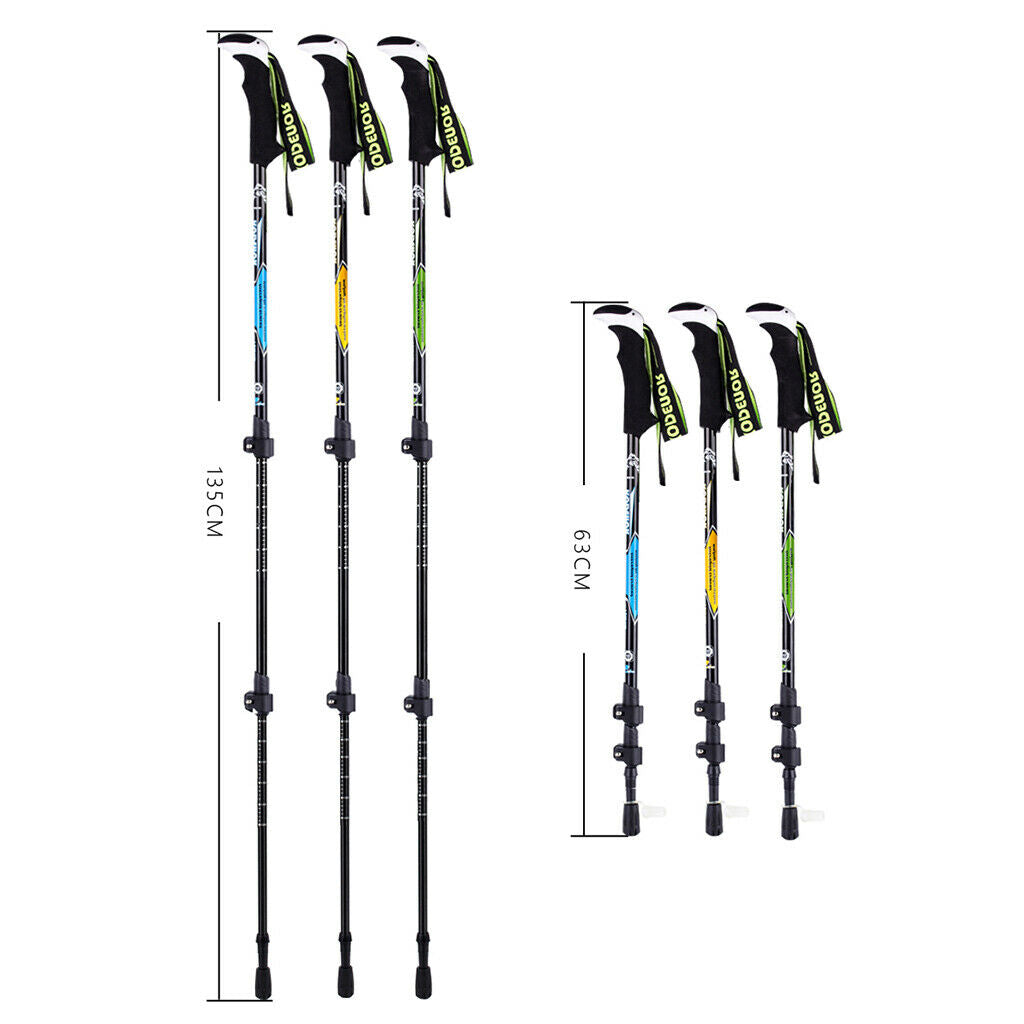 Carbon Fiber Telescopic Skiing Climbing Stick Trekking Hiking Pole Yellow