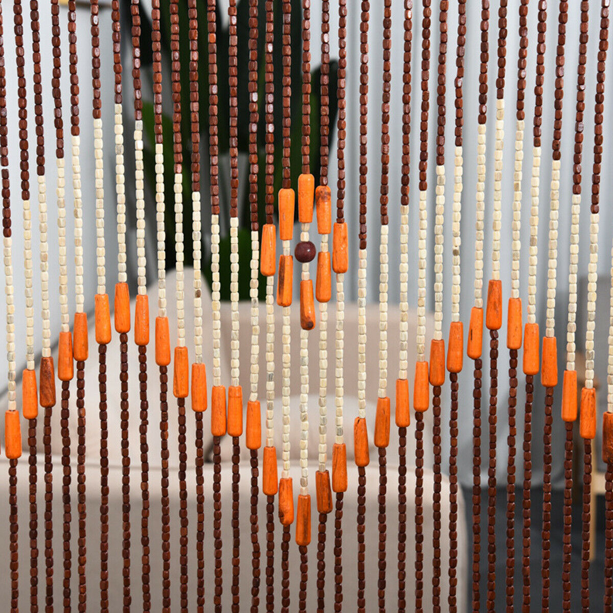 60 Line Wooden Bead Curtain Fly Screen Decor Porch Bedroom Living Room 90*130cm
