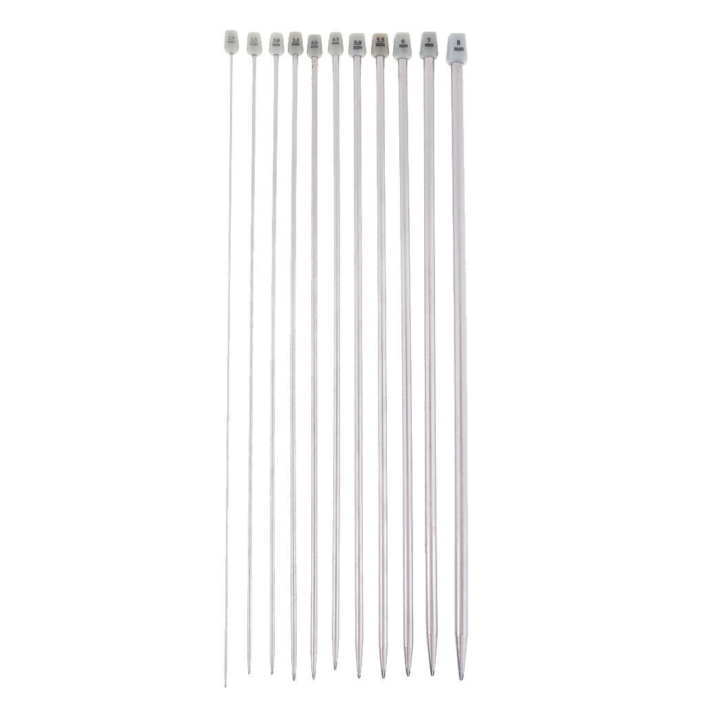 22pcs Stainless Steel Single Pointed Knitting Needle Sweater Staight Needles