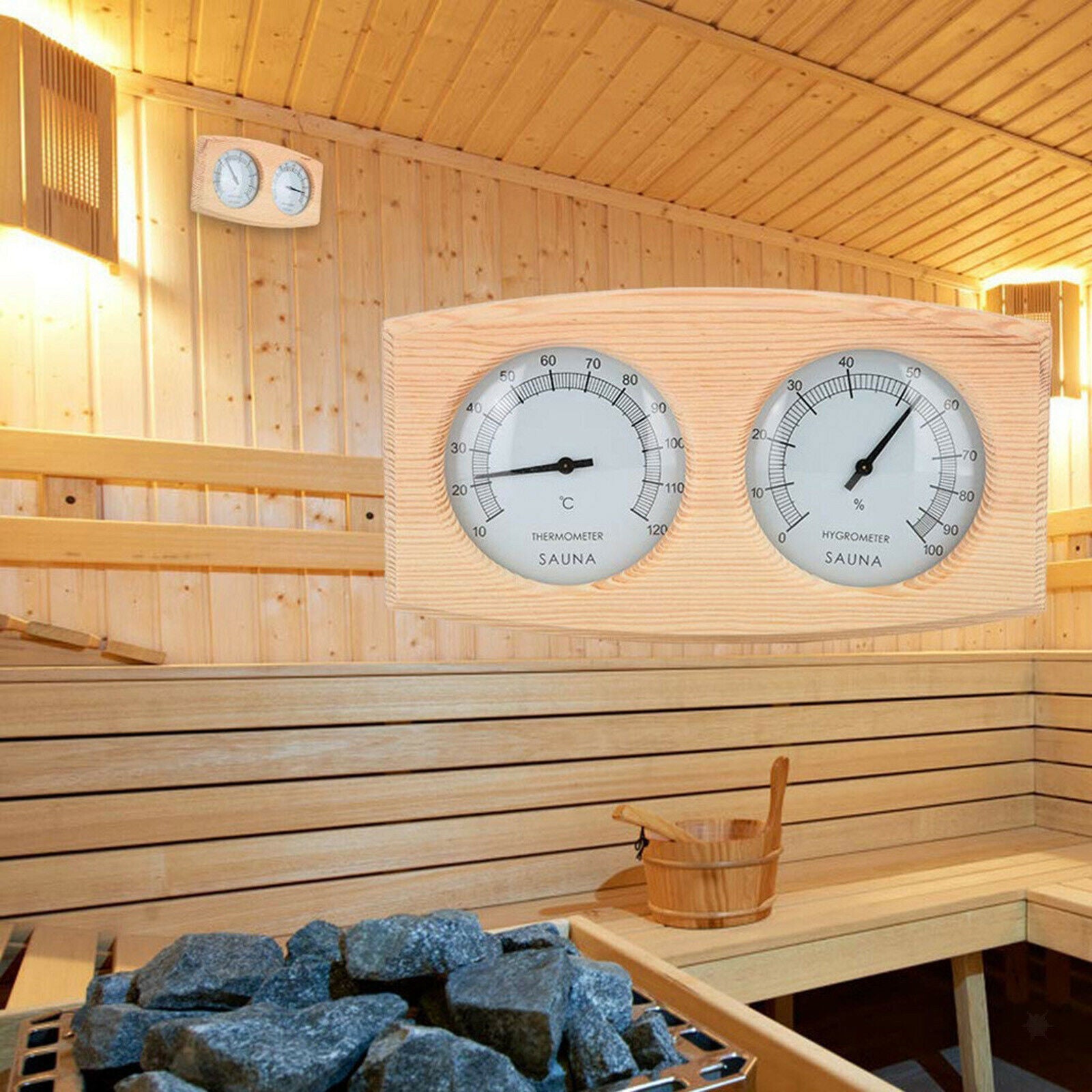 2-in-1 Accurate Wall Mounted Thermometer Hygrometer Sauna Room Equipment