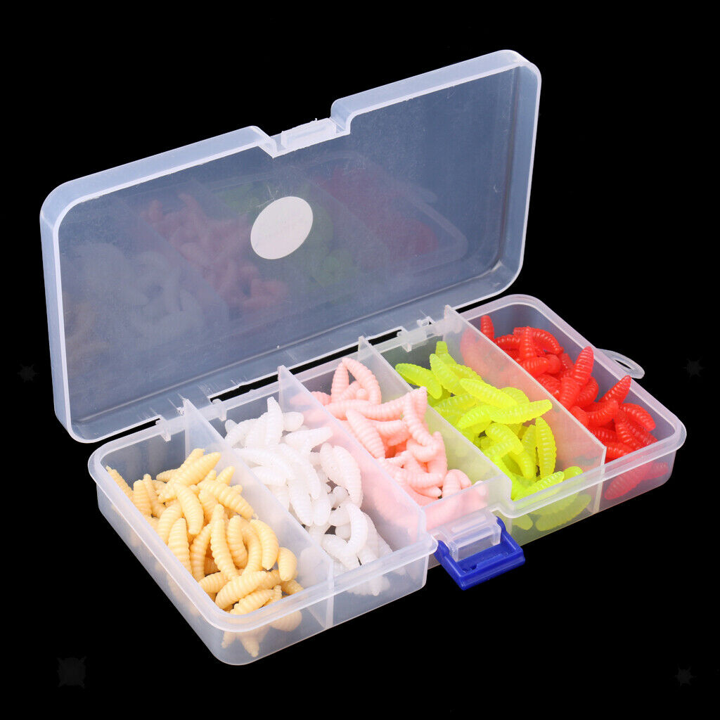 250 Pcs   Worm Soft Fishing Lure Maggots Grubs Outdoor Artificial Lures