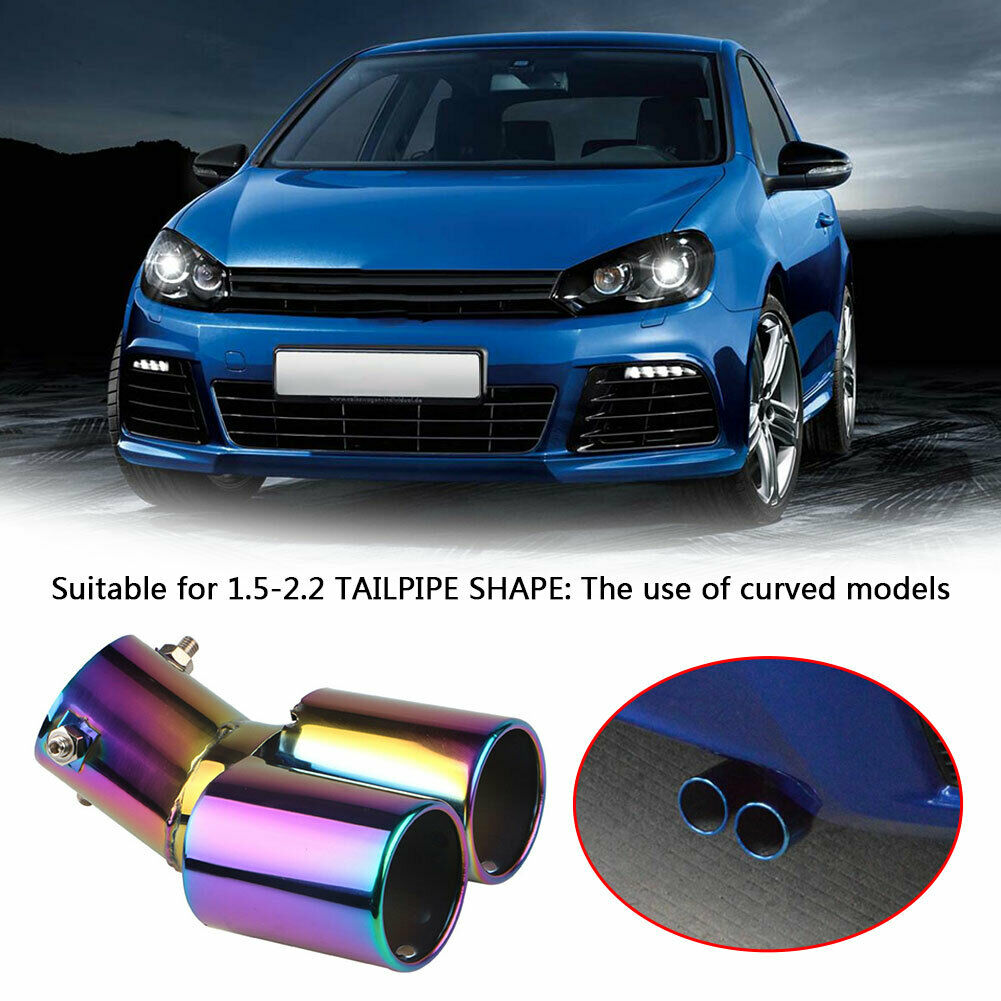 Bent Dual Exhaust Tip Bolt-on Straight Cut Tailpipe Tip 2.5 inch ID Inlet @