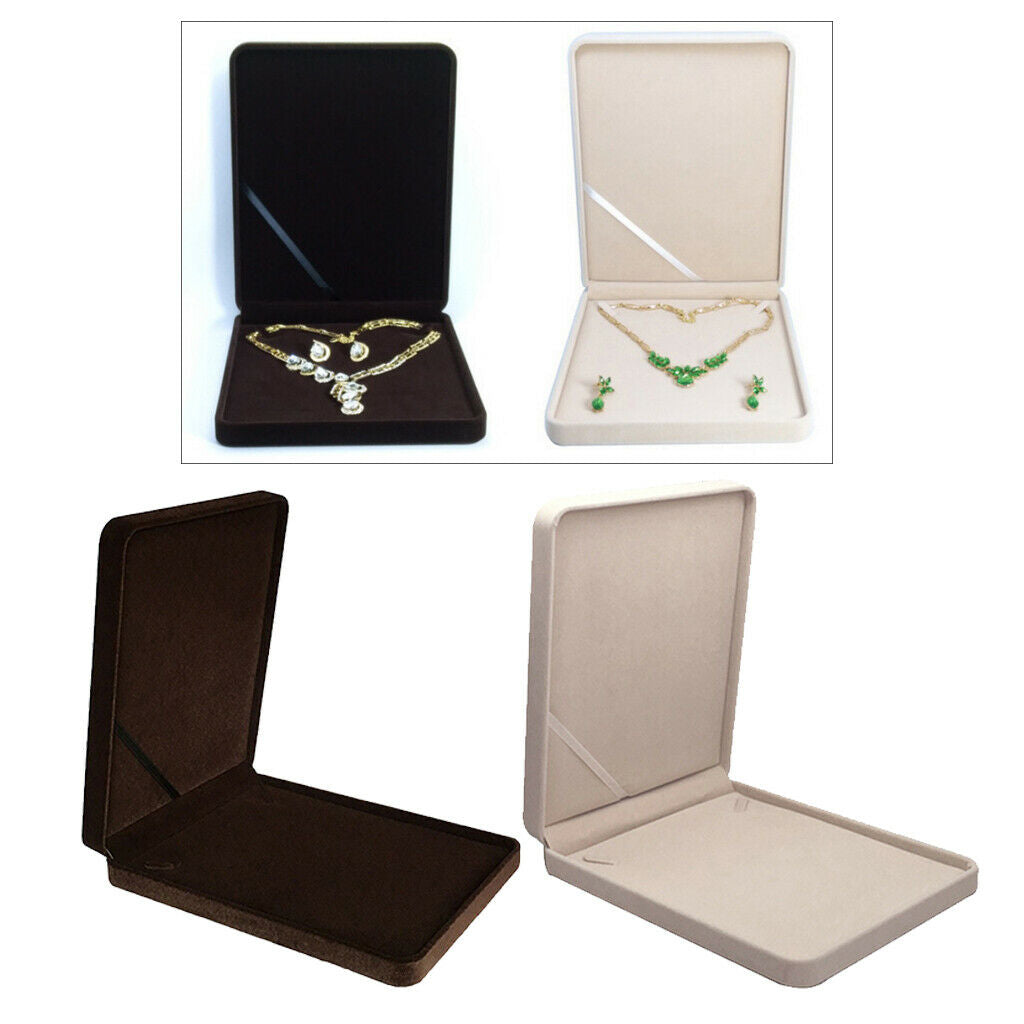 2x Fashion Velvet Jewelry Necklace Box Case Portable Jewelry Storage Case