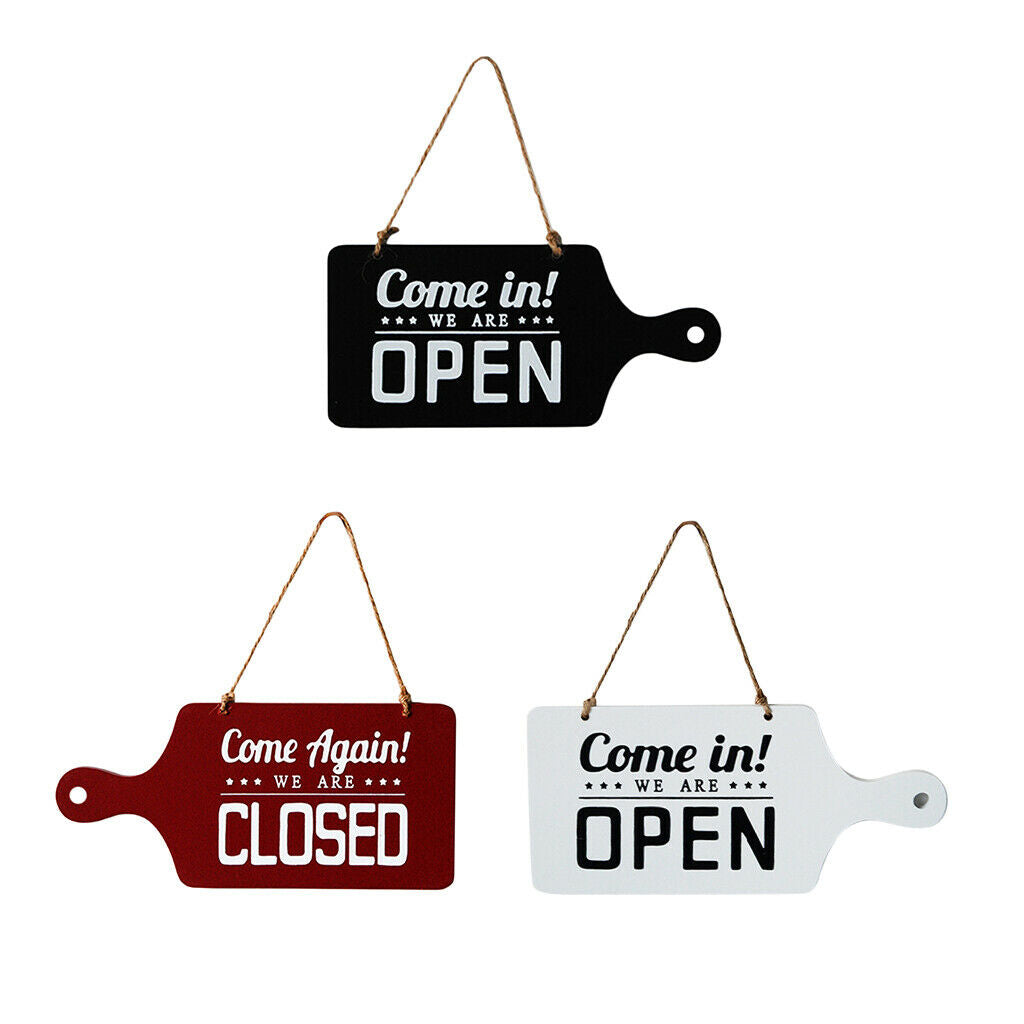 3Pcs OPEN CLOSED Double-Sided Wooden Plaque Sign Door Hanging Plaque - Red &