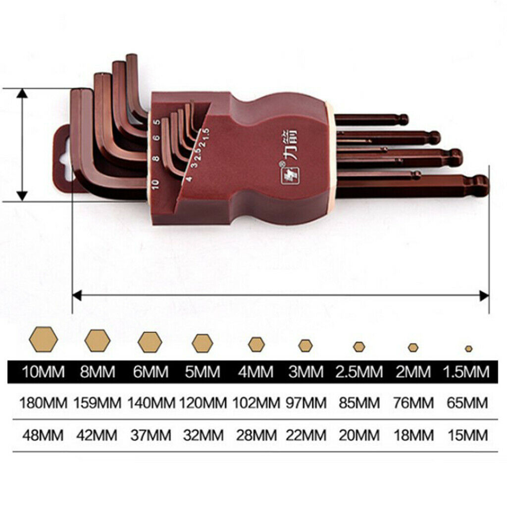 Steel L Shape Hex Key Allen Wrench Set Metric Lengthen Arm Ball End 190mm