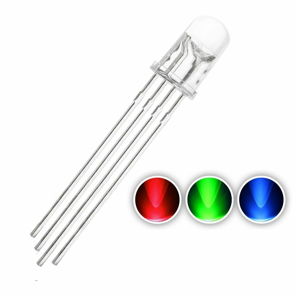 10pcs 5MM 4pin Common Anode Clear RGB Tri-Color Red Green Blue LED Diodes