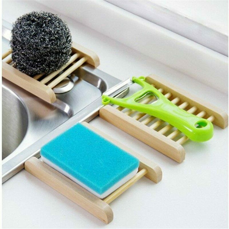 Natural Soap Rack Plate Box Wooden Bamboo Soap Dish Tray Holder Storage Holder