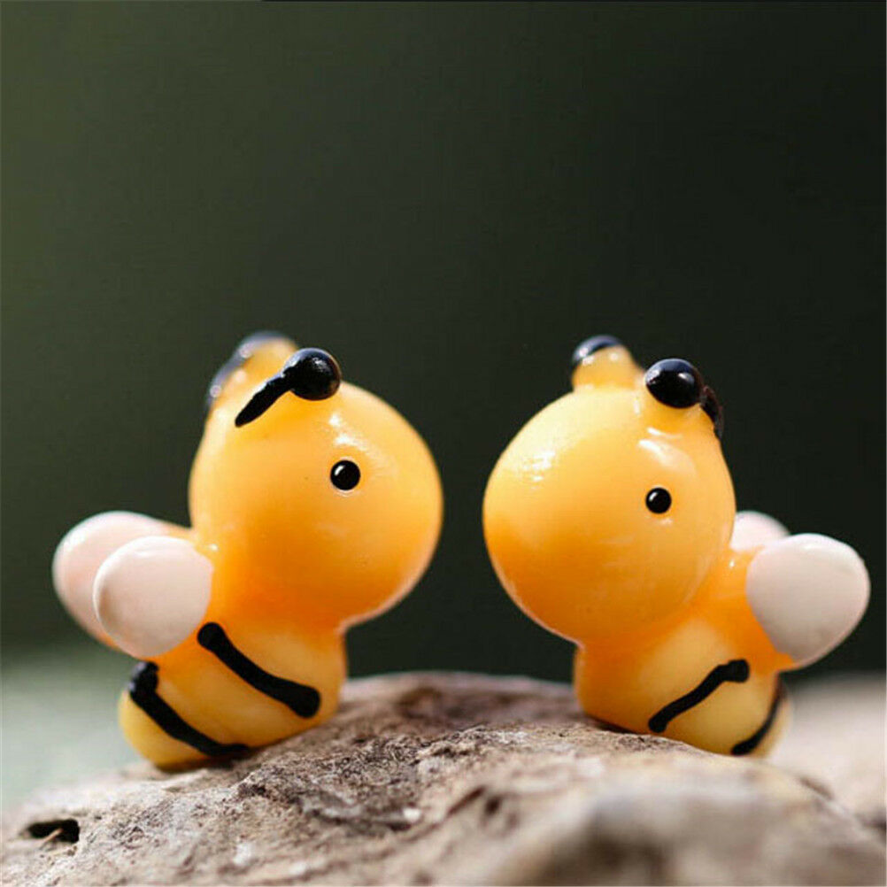 5Pcs Lovely Bee Miniatures For Fairy Garden Gnomes Moss Terrariums Decorat.l8