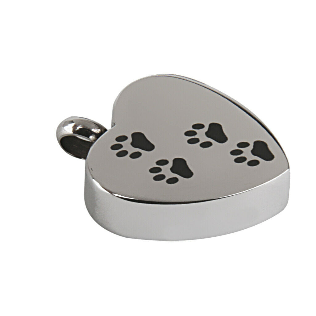 Stainless Steel Dog Pet Paw Heart Cremation Urn Keepsake Memorial Pendants #1