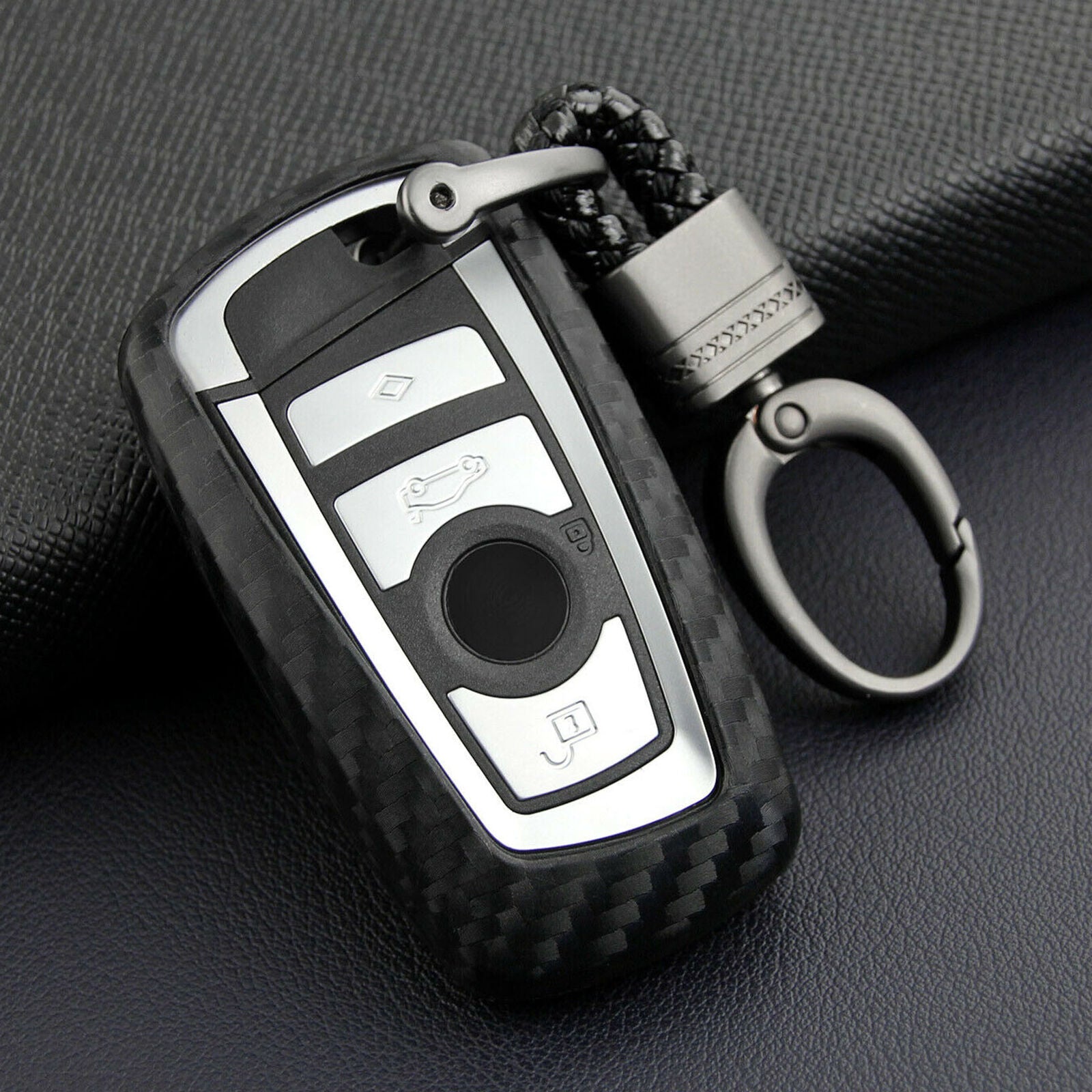 For BMW 1 2 3 4 5 6 7 Series X3 X4 Carbon Fiber Key Case Cover Fob Holder Shell