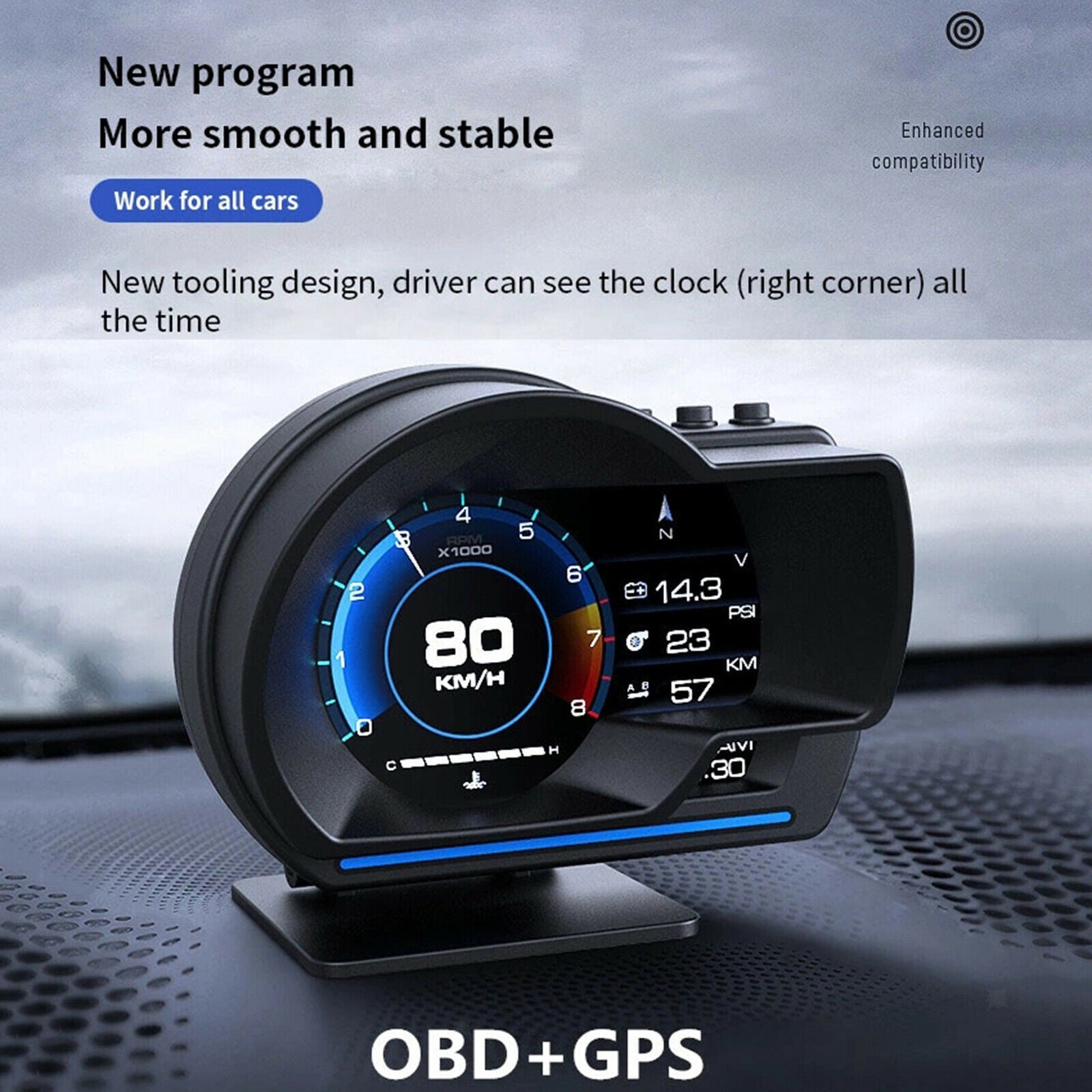 P6 Universal Car Smart HUD Display Dashboard Windshield Speedometer Projector