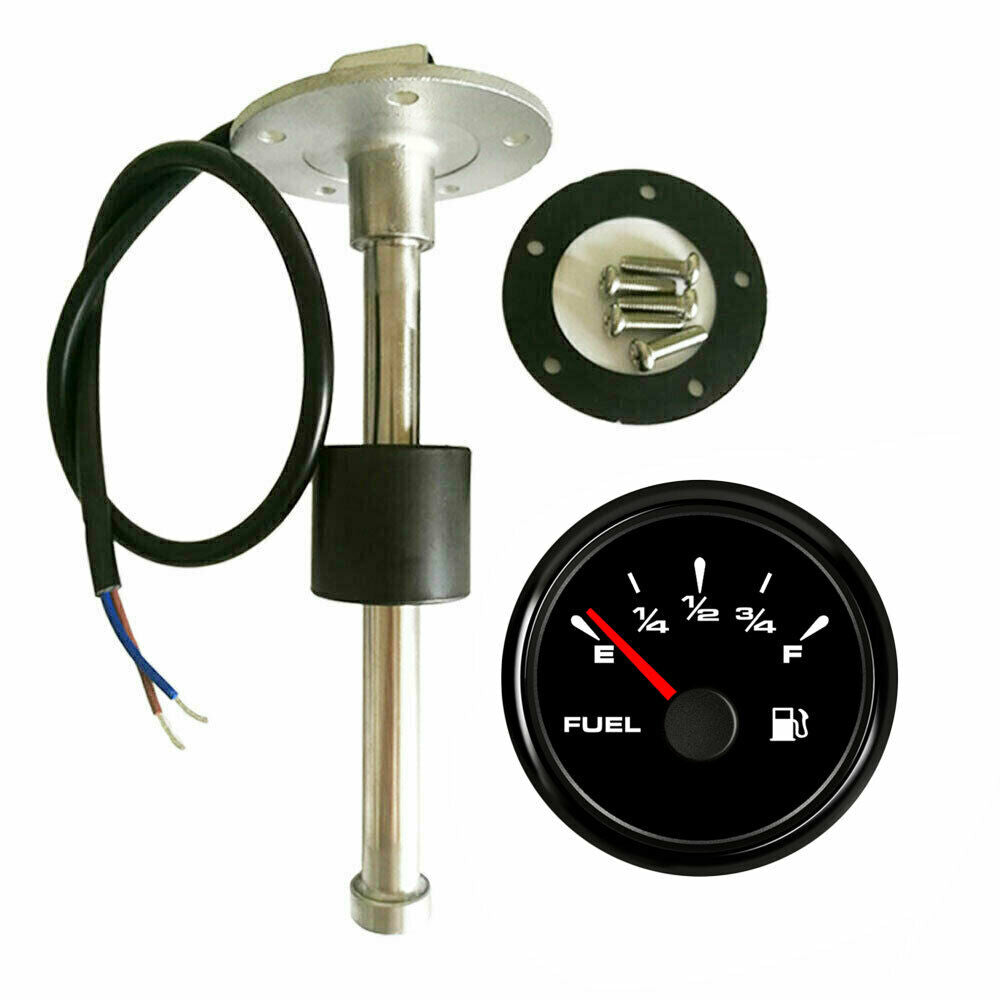 Black fuel level gauge with 6.5inch sender 73-10ohms 0-90Î© 240-33ohm 7 color led
