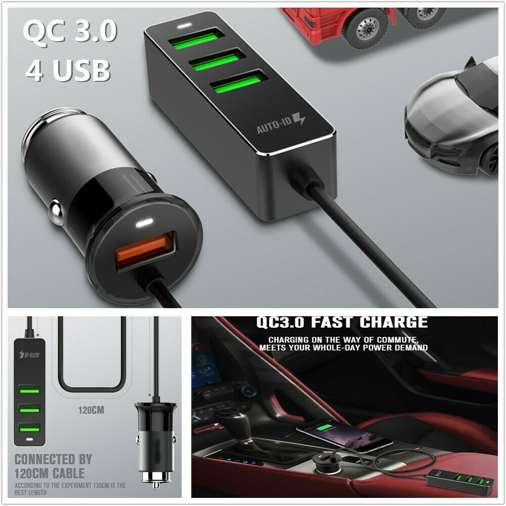 QC3.0 Fast Charge 7A 1 for 4 USB Multifunctional Front/Rear Seat Car Charger Kit