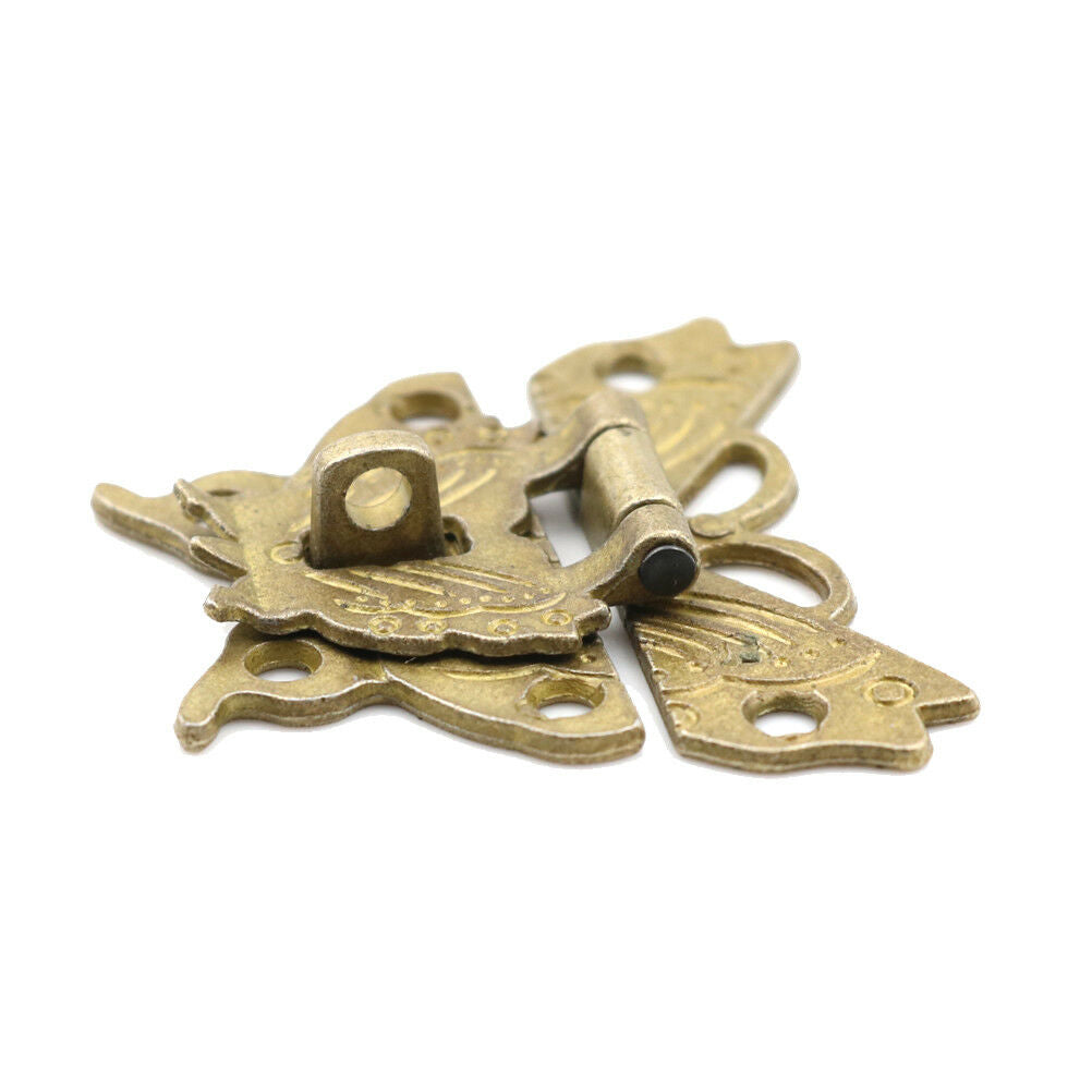 Retro Chic Butterfly Latch Catch Jewelry Wooden Box Lock Hasp Pad Chest Lock  Lt