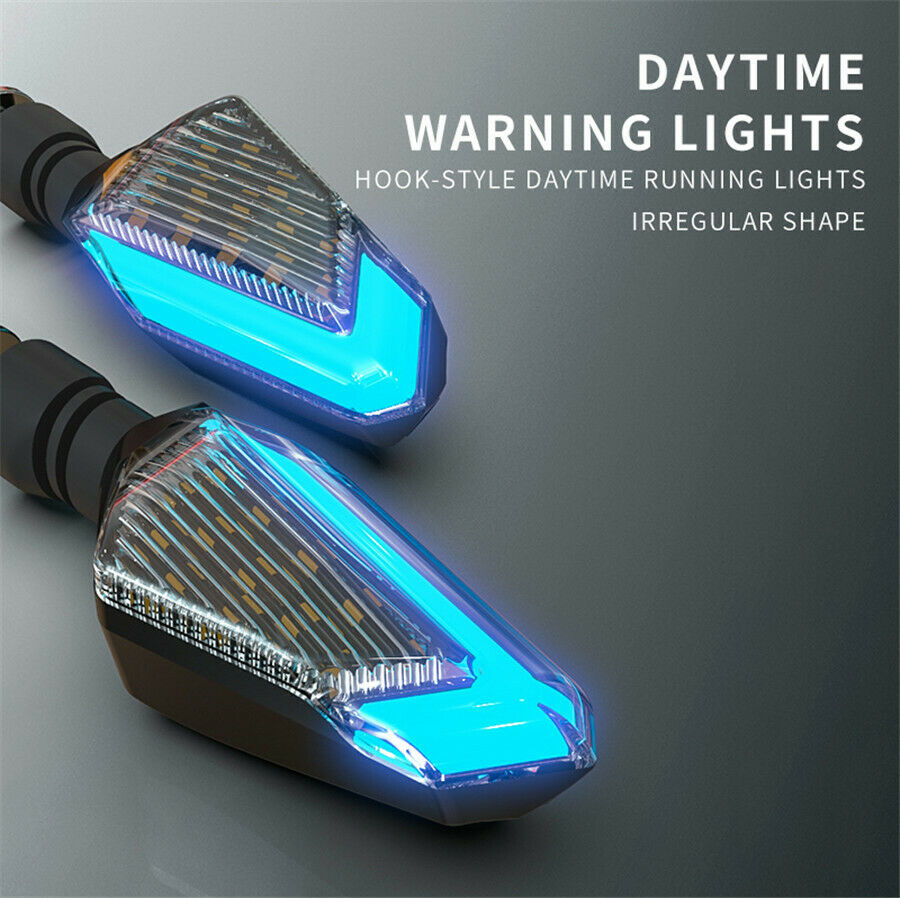 2PCS Universal Motorcycle 22 LED Turn Signal Indicators Amber &  blue DRL Light