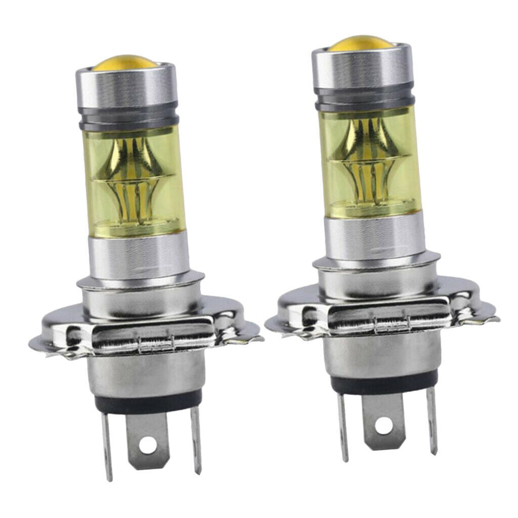 Pair H4 100W 4300K LED Yellow Foglight Bulbs DC 12V Daytime Running
