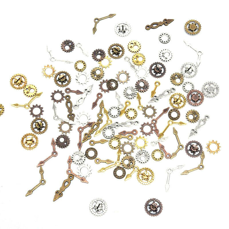 100Pcs/Lot Punk Mixed Gear Cog Pointer Charms Pendants DIY Jewelry FindingsDD