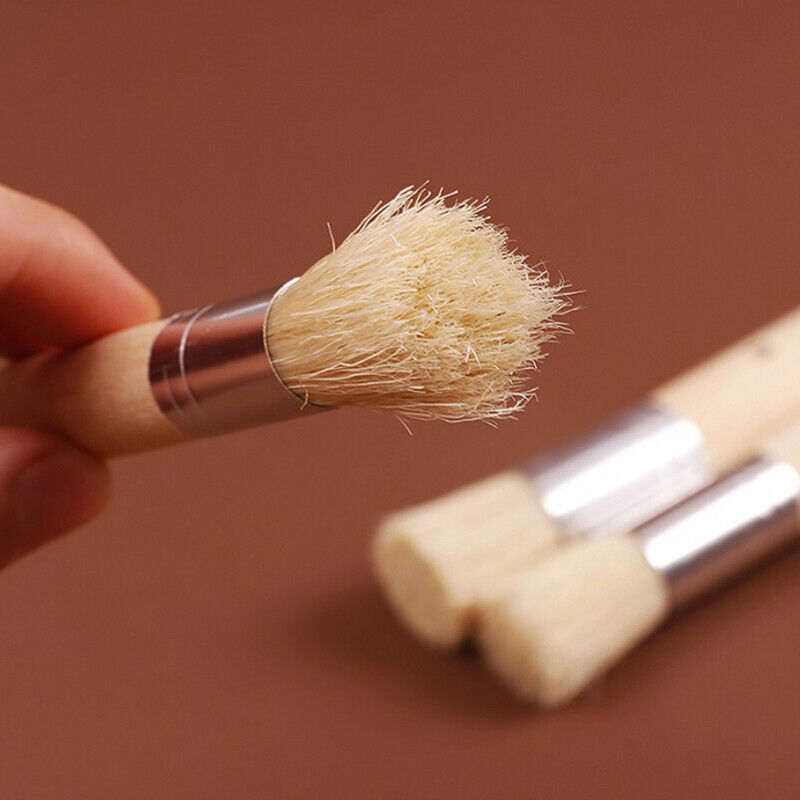 3pcs Wooden Stencil Brush Chalk Paint Bristle Round Acrylic Oil Painting BruFCA