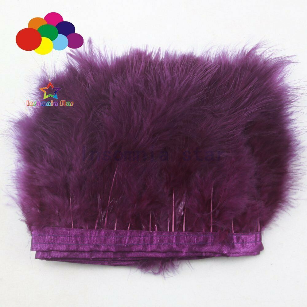 6-7" Plum Turkey Feather Fringe Trimming Tassels for Dress Making Millinery