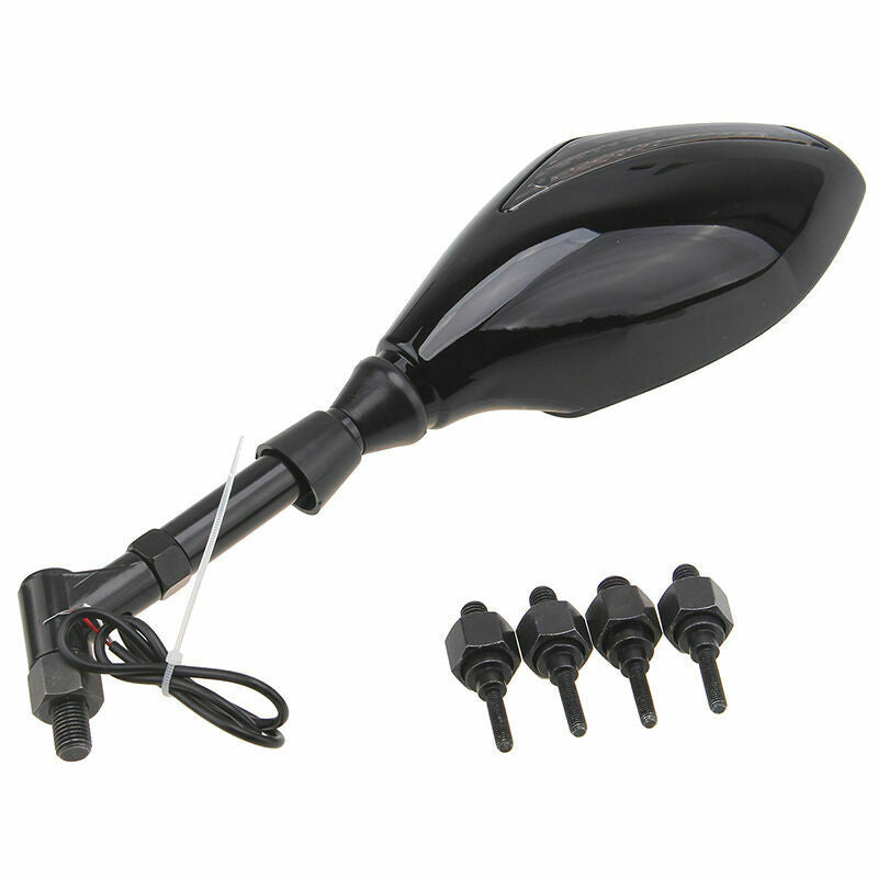 Universal Motorcycle Dirt Bike Black Rearview Mirrors with LED Turn Signal Light