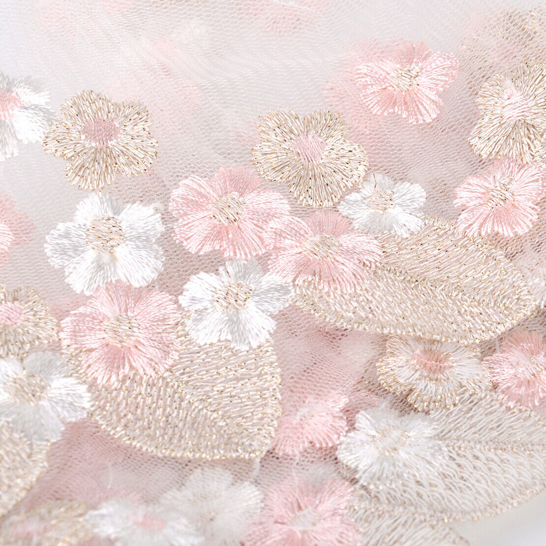1 Yard Embroidered Leaf Floral Flower Tulle Lace Trim Sewing Wedding Dress An