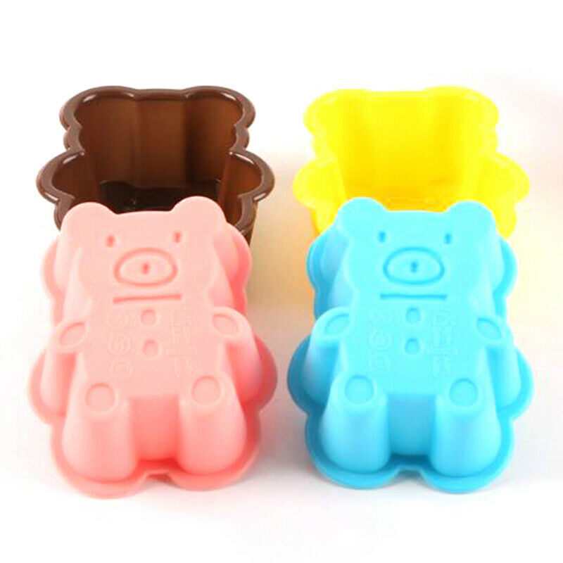 4PCS Cute Bear Silicone Cookies Molde Cake Mold Muffin Cup Kitchen Bakeware T DD