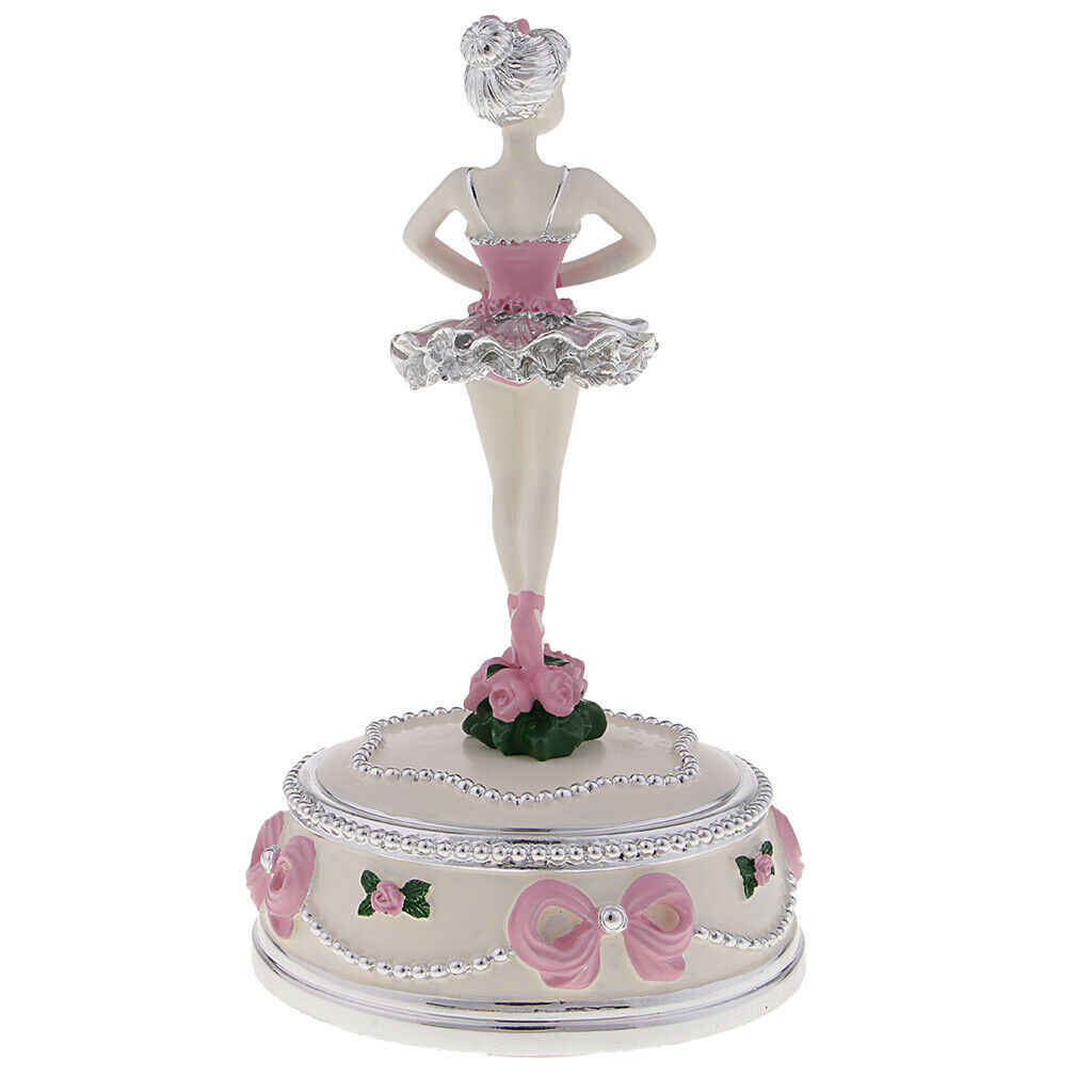Rotating Ballerina Music Box Fashion for Home Office Desktop Ornaments Pink