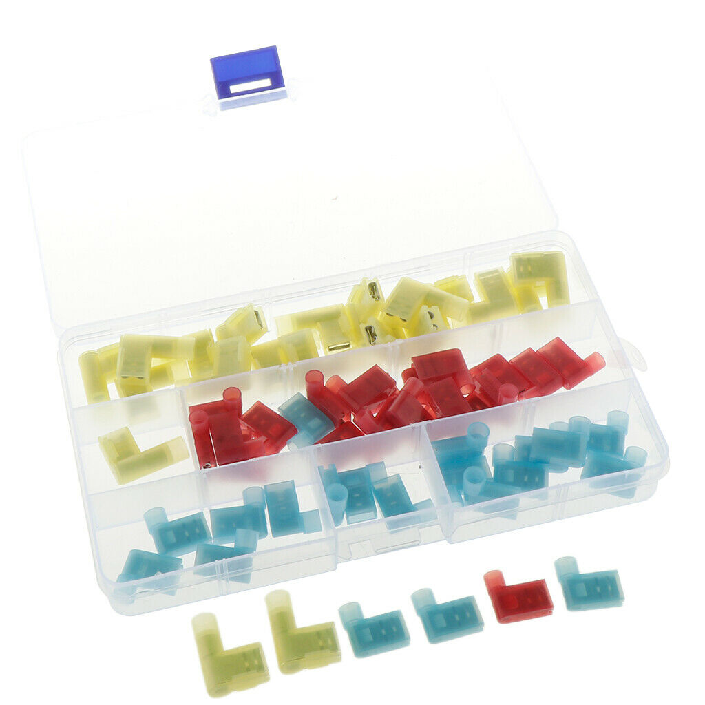 60 Pieces Flag Spade Female Insulated Quick Disconnect Crimp Terminals Connector