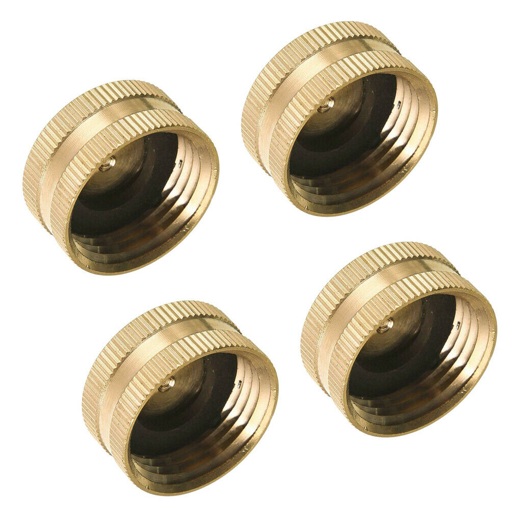 Brass Cap, 3/4'' NH 4Pcs Brass Hose Cap Garden Hose Female End Brass Fitting Cap