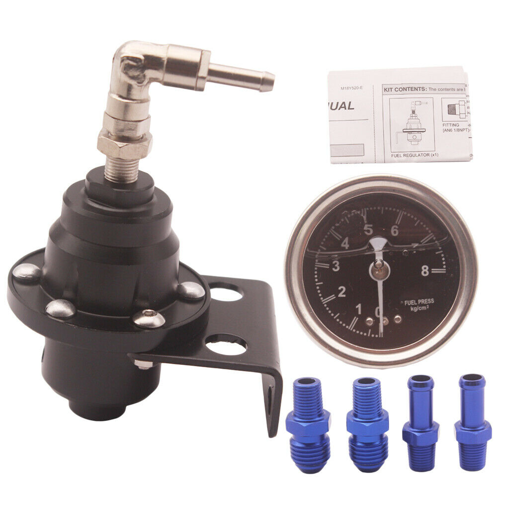 Universal Adjustable Aluminum Fuel Pressure Regulator Kit with 1-160 Psi Gauge