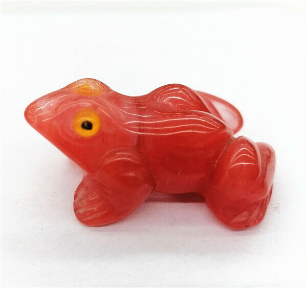 50x40x23mm Red Cherry Quartz Carved Frog Decoration Statue Lucky Decor HH7556