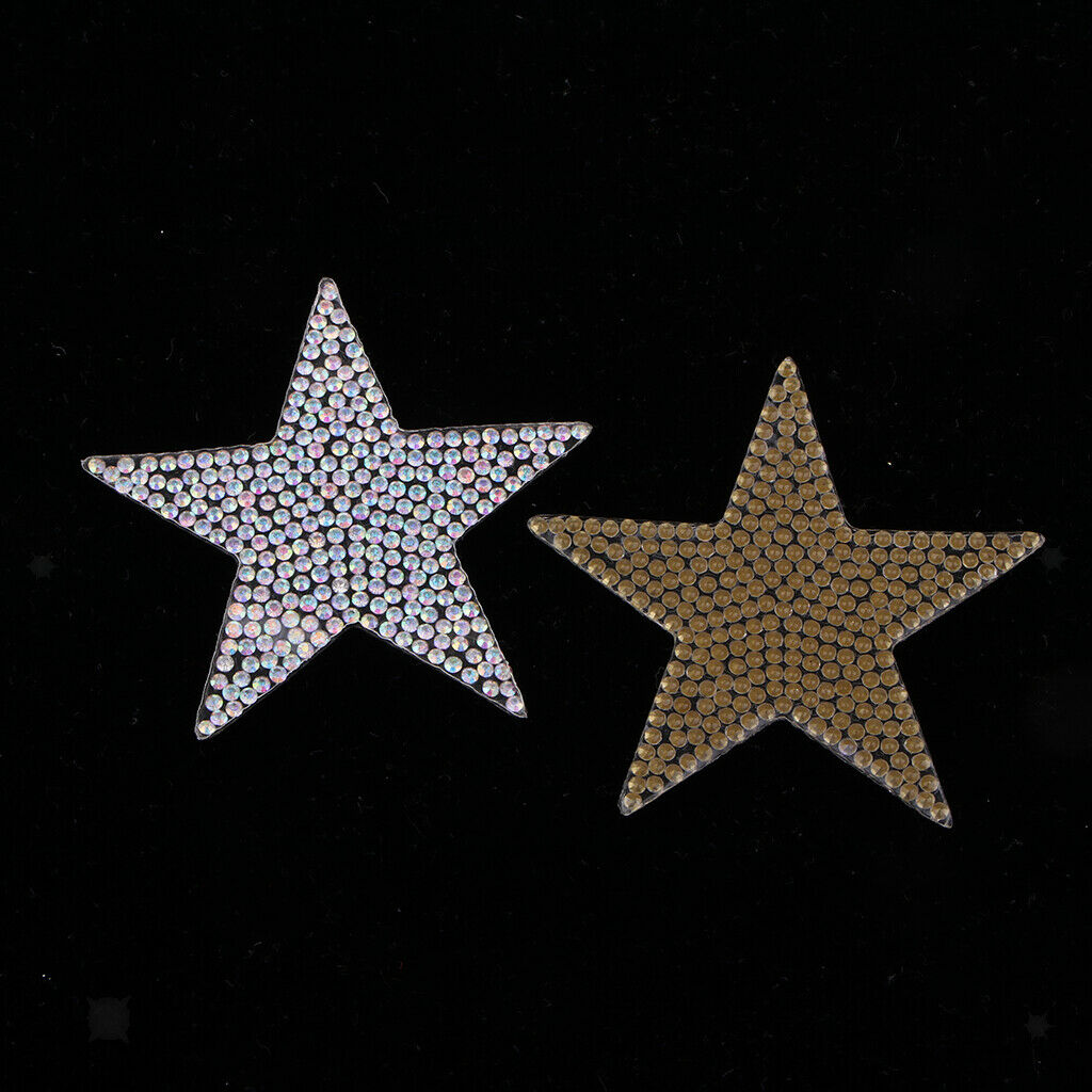 6pcs glitter star patches iron on patches applique colorful rhinestones