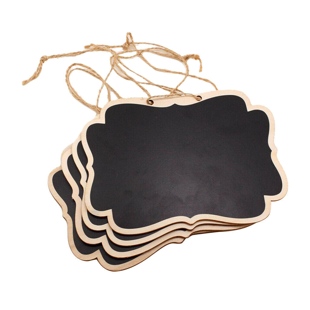 4 Pieces Wooden Mini Hanging Blackboard Wedding Party Message Memo 16x12cm