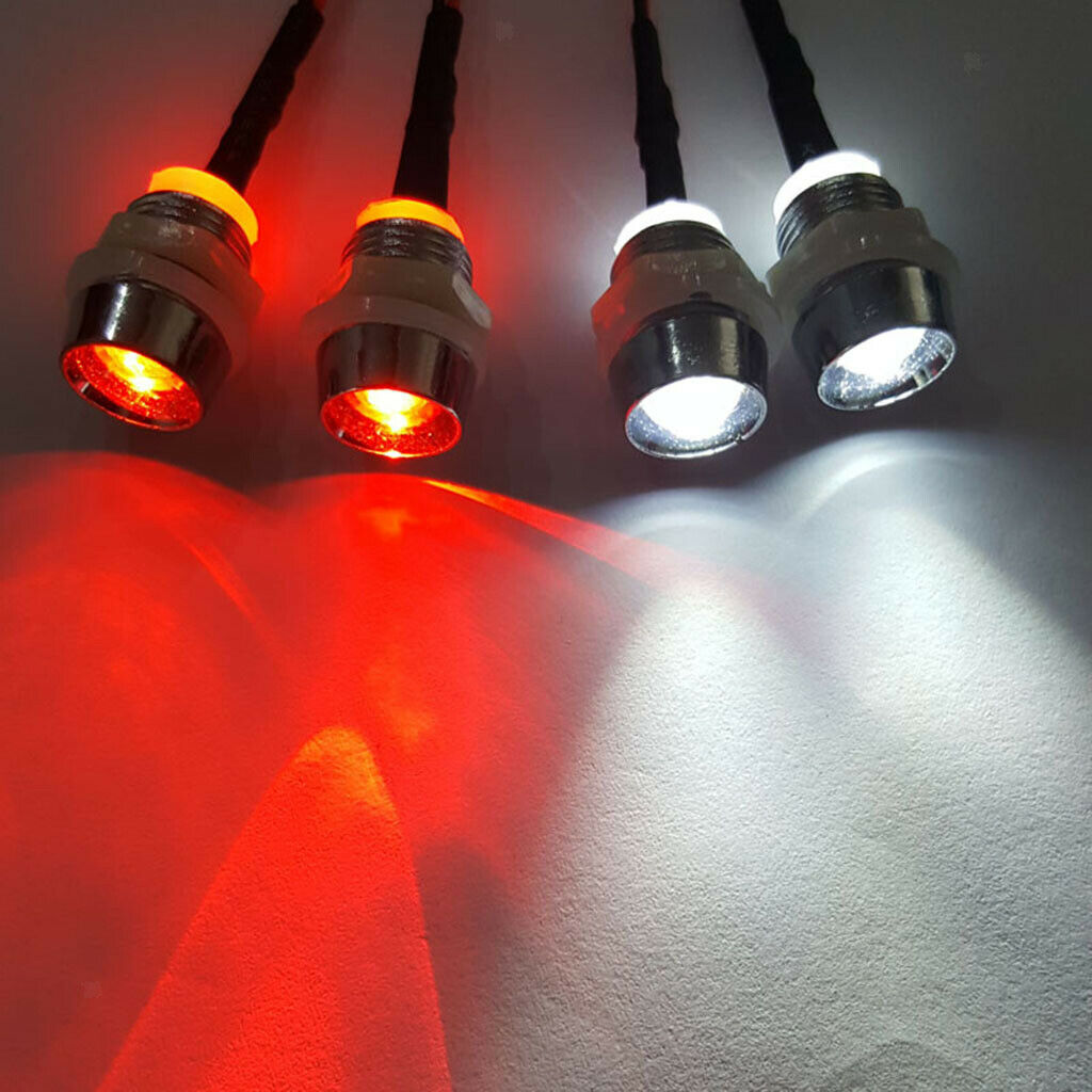 8mm LED Light Bright 2 White & 2 Red Lamp 3-9V for 1/5 1/8 1/10 1/12 1/16 RC Car
